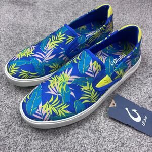 New! OluKai Lae'ahi Pa'i slip-on sneakers in sunset blue aloha canvas size m10.5